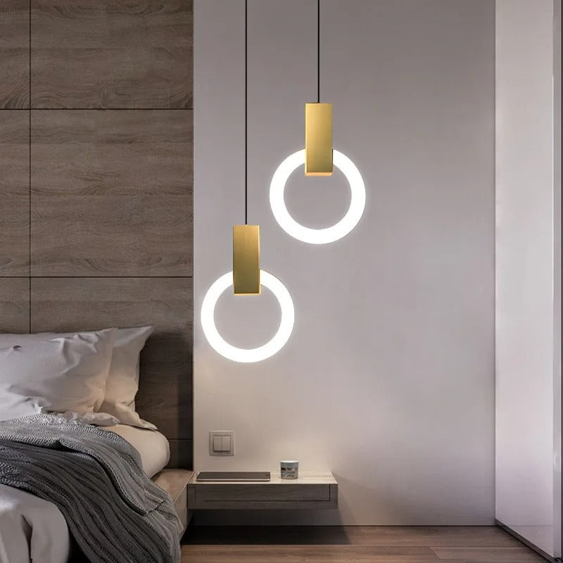 luminária pendente LED, luminária anel nórdica, iluminação moderna, luminária para sala de estar, iluminação para quarto, luminária de teto, luminária para sala de jantar,