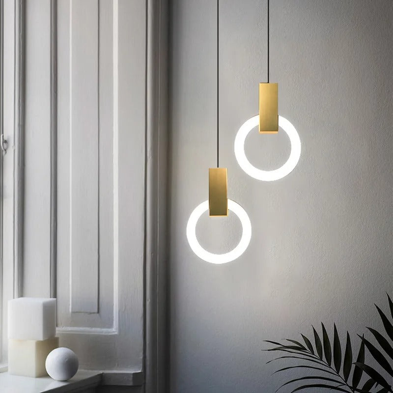 luminária pendente LED, luminária anel nórdica, iluminação moderna, luminária para sala de estar, iluminação para quarto, luminária de teto, luminária para sala de jantar,